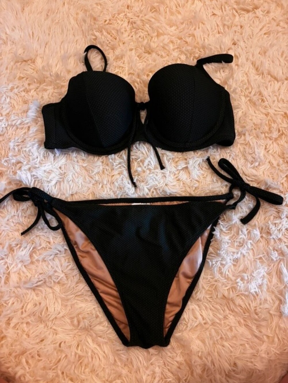 Shade & Shore Black Tie-Side Bikini Set